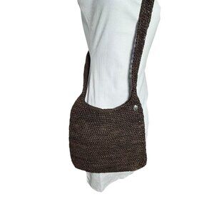 Helen Kaminski raffia crossbody handbag brown handmade in Madagascar Vintage y2k